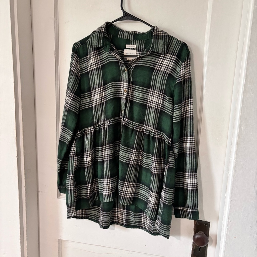 American Eagle Outfitters Forest Plaid Shirt